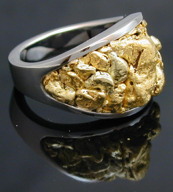MR 45 Palladium & Gold Nugget Ring